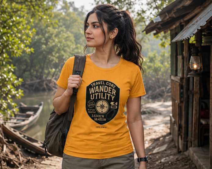 LUCE & SETE GPT mockup 1 - Travel Core Wander Utility Classic Graphic T-Shirt for Women | Adventure Streetwear - 476_9390787985645_womens-classic-t-shirt-1_TRAVEL_GRID_20260603_224340_02_row1_col2.png