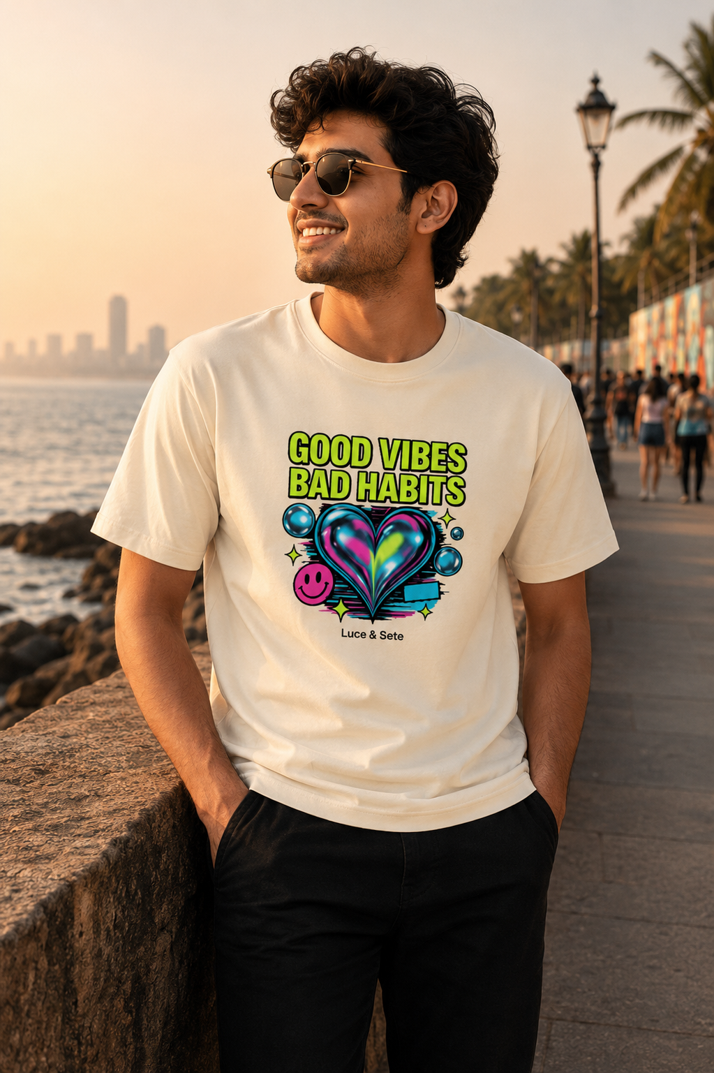 LUCE & SETE GPT mockup 1 - Good Vibes Bad Habits Classic Graphic T-Shirt for Men | Playful Attitude Streetwear - 476_9390858371309_unisex-classic-crew-t-shirt-7_TRAVEL_front_HERO_20260603_233500.png