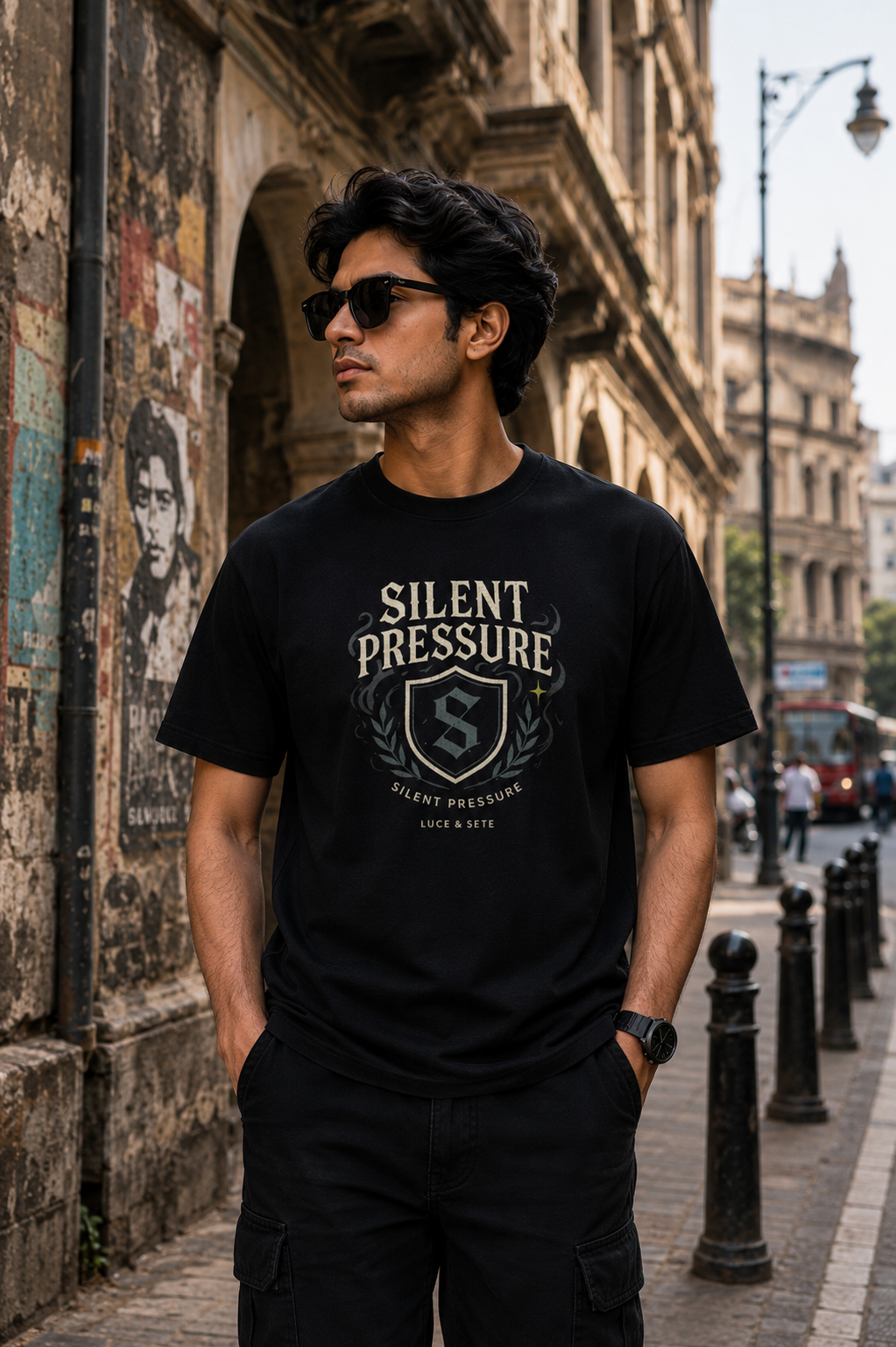 LUCE & SETE GPT mockup 1 - Silent Pressure Shield Classic Graphic T-Shirt for Men | Subtle Strength Streetwear - 476_9390858961133_unisex-classic-crew-t-shirt-13_TRAVEL_front_HERO_20260603_234957.png