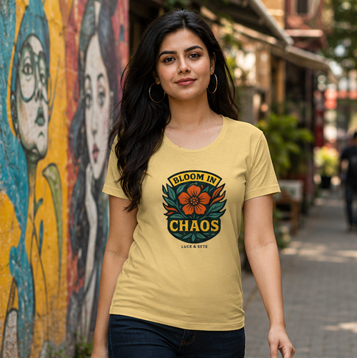 LUCE & SETE GPT mockup 1 - Bloom in Chaos Classic Graphic T-Shirt for Women | Empowerment Streetwear - 476_9390870397165_womens-classic-t-shirt-2_TRAVEL_GRID_20260604_105344_01_row1_col1.png