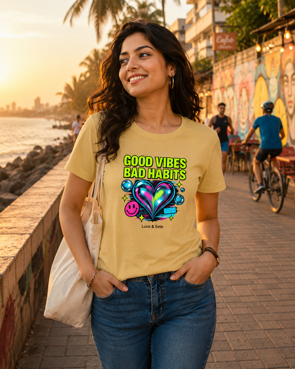 LUCE & SETE GPT mockup 1 - Good Vibes Bad Habits Classic Graphic T-Shirt for Women | Playful Positive Attitude T-Shirt - 476_9390871183597_womens-classic-t-shirt-8_TRAVEL_front_HERO_20260604_080630.png