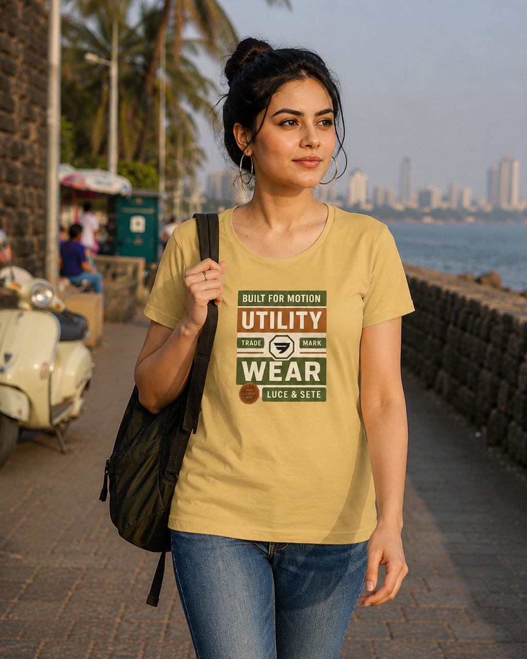 LUCE & SETE GPT mockup 1 - Utility Wear Classic Graphic T-Shirt for Women | Functional Everyday Comfort - 476_9390871412973_womens-classic-t-shirt-11_TRAVEL_front_HERO_20260604_114956.png