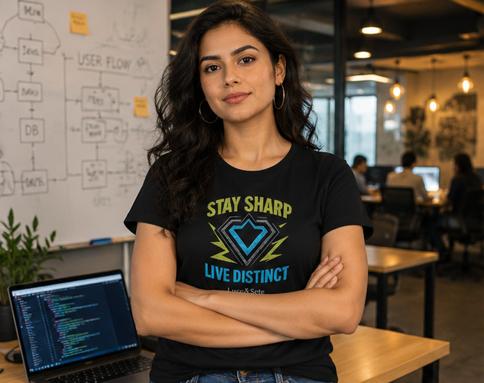LUCE & SETE GPT mockup 1 - Stay Sharp Live Distinct Classic Graphic T-Shirt for Women | Motivational Streetwear - 476_9390871445741_womens-classic-t-shirt-12_TRAVEL_GRID_20260604_080739_01_row1_col1.png