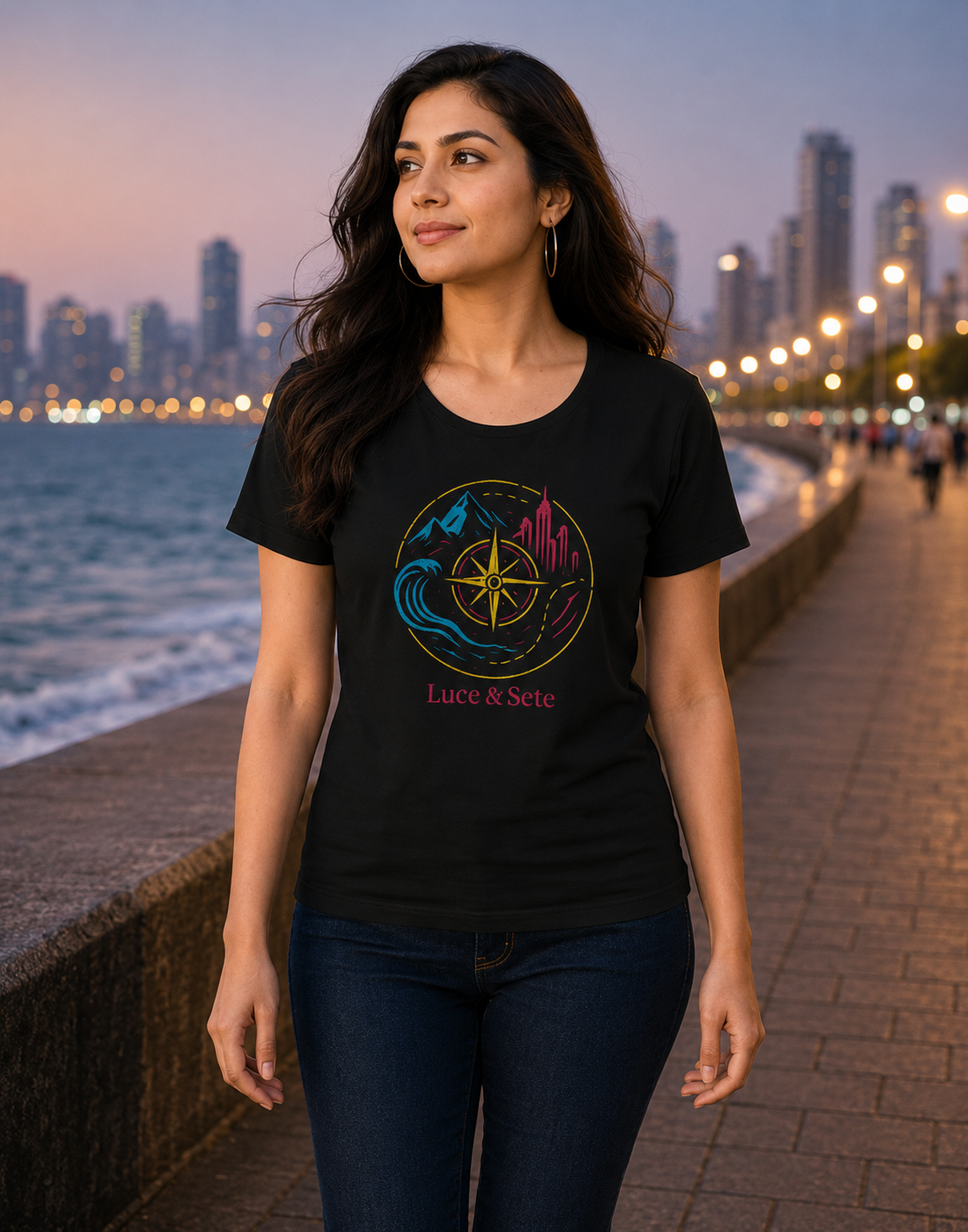 LUCE & SETE GPT mockup 1 - Travel Compass Graphic Classic T-Shirt for Women | Adventure Streetwear - 476_9390892581101_womens-classic-t-shirt-22_TRAVEL_front_HERO_20260604_105806.png