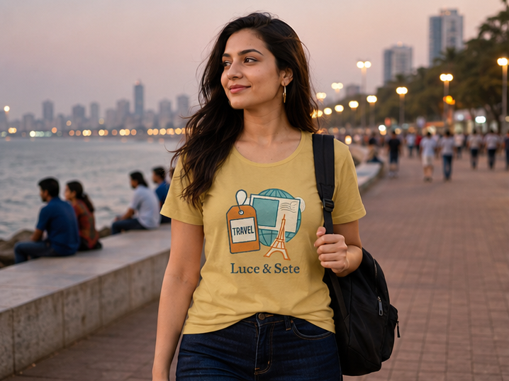 LUCE & SETE GPT mockup 1 - Travel Graphic Classic T-Shirt for Women | Adventure & Freedom Streetwear - 476_9390893007085_womens-classic-t-shirt-23_TRAVEL_GRID_20260604_005942_01_row1_col1.png