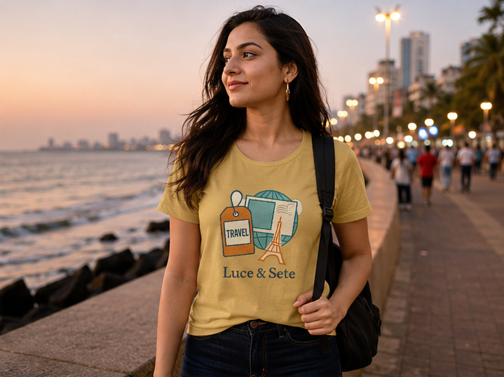 LUCE & SETE GPT mockup 1 - Travel Graphic Classic T-Shirt for Women | Adventure & Freedom Streetwear - 476_9390893007085_womens-classic-t-shirt-23_TRAVEL_GRID_20260604_005942_02_row1_col2.png