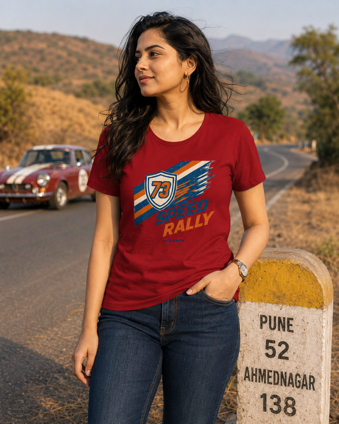 LUCE & SETE GPT mockup 1 - 73 Speed Rally Classic Graphic T-Shirt for Women | Retro Racing Streetwear - 476_9390893334765_womens-classic-t-shirt-26_TRAVEL_front_HERO_20260604_010408.png