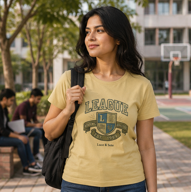 LUCE & SETE GPT mockup 1 - League Academic Athletics Classic Graphic T-Shirt for Women | Collegiate Pride Streetwear - 476_9390893793517_womens-classic-t-shirt-27_TRAVEL_GRID_20260604_010546_01_row1_col1.png