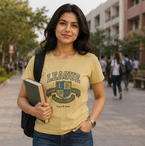 LUCE & SETE GPT mockup 1 - League Academic Athletics Classic Graphic T-Shirt for Women | Collegiate Pride Streetwear - 476_9390893793517_womens-classic-t-shirt-27_TRAVEL_GRID_20260604_010546_02_row1_col2.png