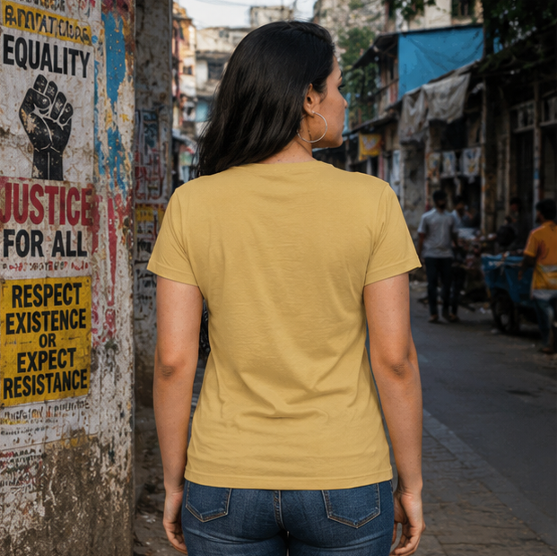 LUCE & SETE GPT mockup 1 - Fight The Power Classic Graphic T-Shirt for Women | Empowerment Statement T-Shirt - 476_9390893957357_womens-classic-t-shirt-28_TRAVEL_GRID_20260604_010825_03_row2_col1.png