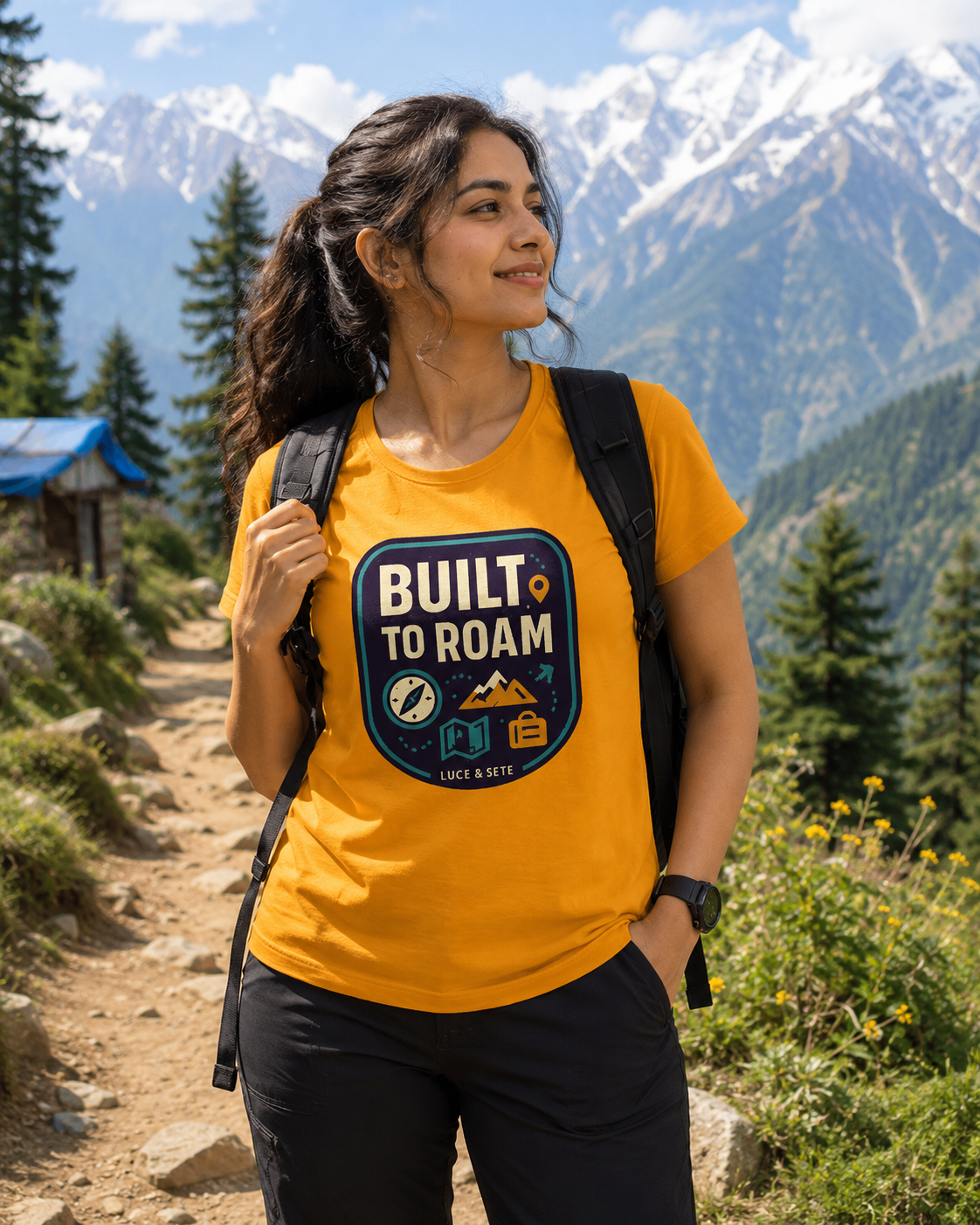 LUCE & SETE GPT mockup 1 - Built to Roam Classic Graphic T-Shirt for Women | Travel Adventure Streetwear - 476_9390894350573_womens-classic-t-shirt-32_TRAVEL_front_HERO_20260604_011218.png