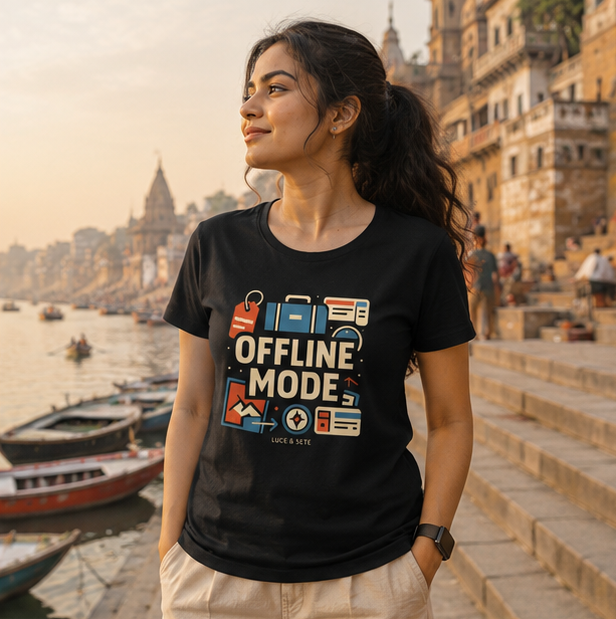 LUCE & SETE GPT mockup 1 - Offline Mode Classic Graphic T-Shirt for Women | Travel Freedom Streetwear - 476_9390894809325_womens-classic-t-shirt-33_TRAVEL_GRID_20260604_011341_02_row1_col2.png