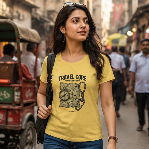 LUCE & SETE GPT mockup 1 - Travel Core Classic Graphic T-Shirt for Women | Adventure Streetwear - 476_9390895431917_womens-classic-t-shirt-37_TRAVEL_GRID_20260604_130324_01_row1_col1.png