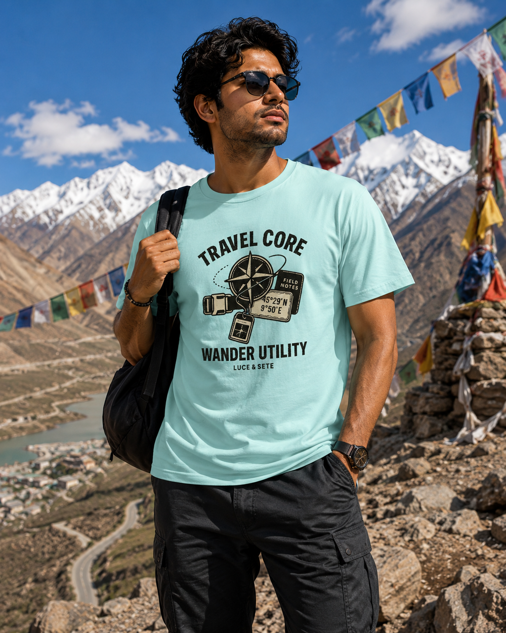 LUCE & SETE GPT mockup 1 - Travel Core Classic Graphic T-Shirt for Men | Adventure Travel Streetwear - 476_9391065170157_unisex-classic-crew-t-shirt-34_TRAVEL_front_HERO_20260604_223023.png