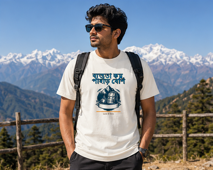 LUCE & SETE GPT mockup 1 - Less Busy More Mountains Classic Graphic T-Shirt for Men | Bengali Travel Freedom - 476_9391238938861_unisex-classic-crew-t-shirt-39_BENGALI_GRID_20260604_233500_02_row1_col2.png