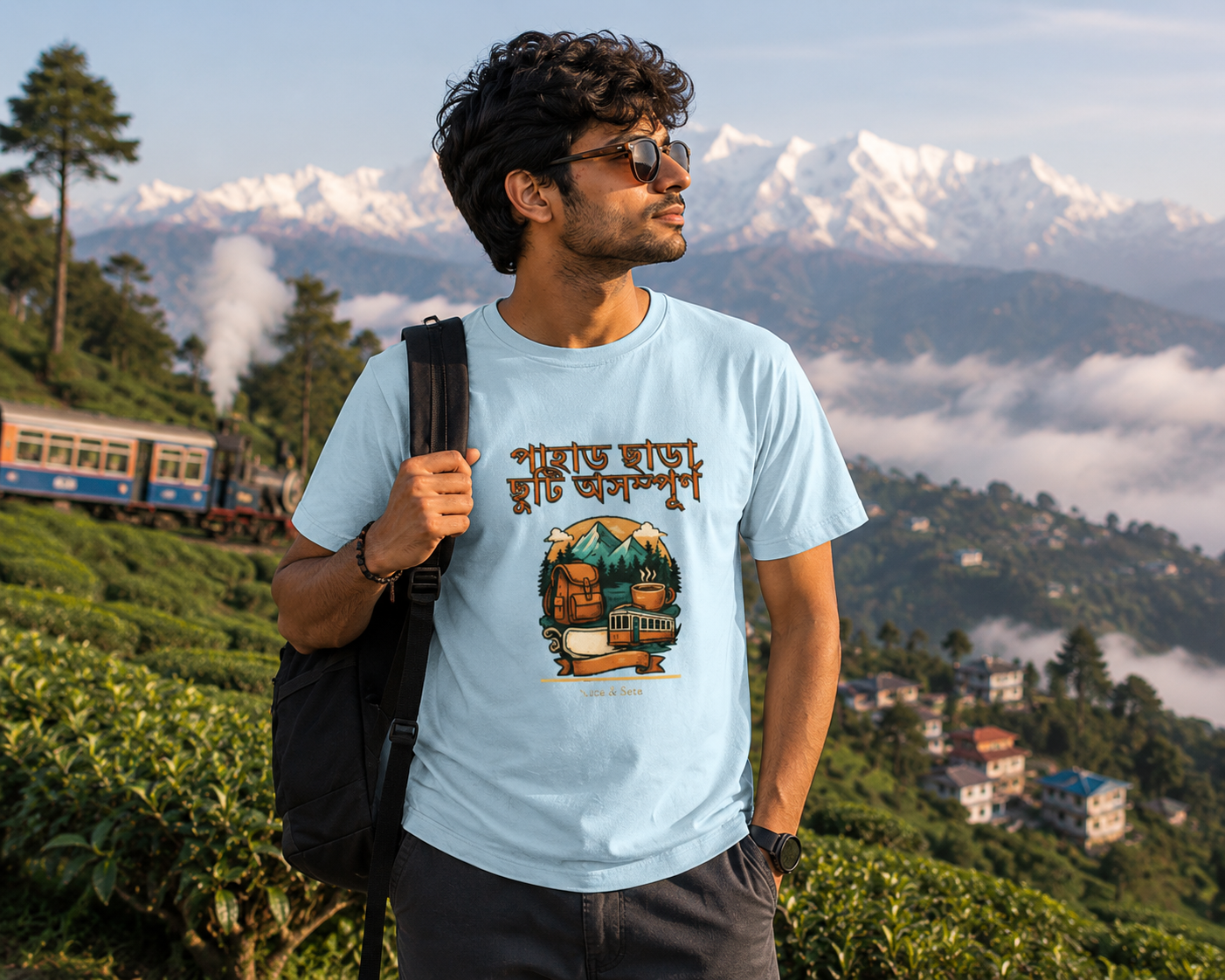 LUCE & SETE GPT mockup 1 - পাহাড় ছাড়া ছুটি অসম্পূর্ণ Classic Graphic T-Shirt for Men | Bengali Travel Statement - 476_9391314862317_unisex-classic-crew-t-shirt-45_BENGALI_front_HERO_20260604_235034.png