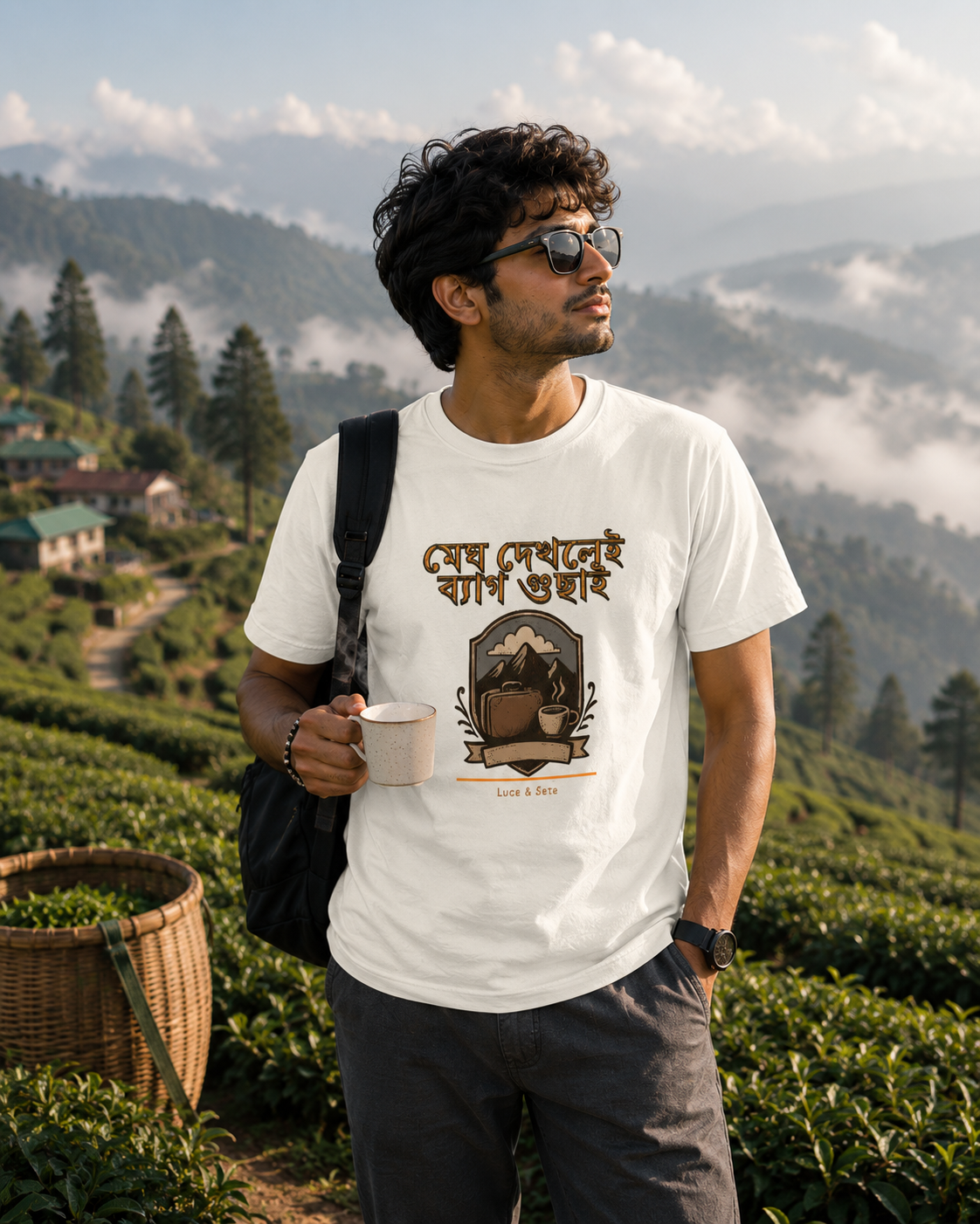 LUCE & SETE GPT mockup 1 - মেঘ দেখলেই ব্যাগ গুছাই Classic Graphic T-Shirt for Men | Bengali Travel Statement - 476_9391314960621_unisex-classic-crew-t-shirt-46_BENGALI_front_HERO_20260604_235332.png