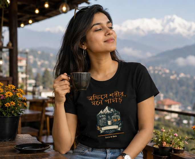 LUCE & SETE GPT mockup 1 - অফিসে শরীর মনে পাহাড় Classic Graphic T-Shirt for Women | Bengali Nature & Office Humor - 476_9391315714285_womens-classic-t-shirt-39_BENGALI_GRID_20260604_235740_01_row1_col1.png