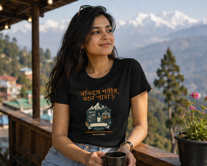 LUCE & SETE GPT mockup 1 - অফিসে শরীর মনে পাহাড় Classic Graphic T-Shirt for Women | Bengali Nature & Office Humor - 476_9391315714285_womens-classic-t-shirt-39_BENGALI_GRID_20260604_235740_02_row1_col2.png