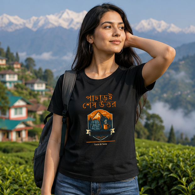 LUCE & SETE GPT mockup 1 - পাহাড়ই শেষ উত্তর Classic Graphic T-Shirt for Women | Bengali Travel Streetwear - 476_9391316173037_womens-classic-t-shirt-49_BENGALI_GRID_20260605_063140_02_row1_col2.png
