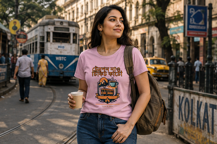 LUCE & SETE GPT mockup 1 - Bengali Tram & Coffee Classic Graphic T-Shirt for Women | Casual Bengali Streetwear - 476_9391400911085_womens-classic-t-shirt-55_BENGALI_GRID_20260605_064354_02_row1_col2.png