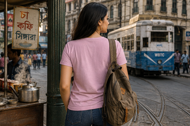 LUCE & SETE GPT mockup 1 - Bengali Tram & Coffee Classic Graphic T-Shirt for Women | Casual Bengali Streetwear - 476_9391400911085_womens-classic-t-shirt-55_BENGALI_GRID_20260605_064354_03_row2_col1.png