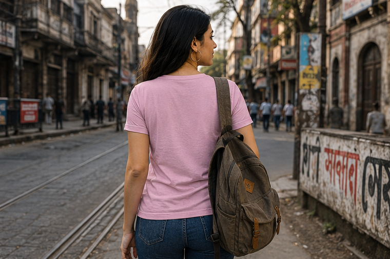 LUCE & SETE GPT mockup 1 - Bengali Tram & Coffee Classic Graphic T-Shirt for Women | Casual Bengali Streetwear - 476_9391400911085_womens-classic-t-shirt-55_BENGALI_GRID_20260605_064354_04_row2_col2.png