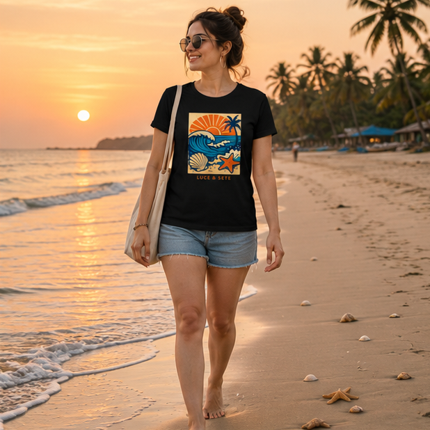 LUCE & SETE GPT mockup 1 - Beach Sunset Graphic Classic T-Shirt for Women | Coastal Travel Streetwear - 481_9390890909933_womens-classic-t-shirt-17_TRAVEL_GRID_20260604_115713_02_row1_col2.png