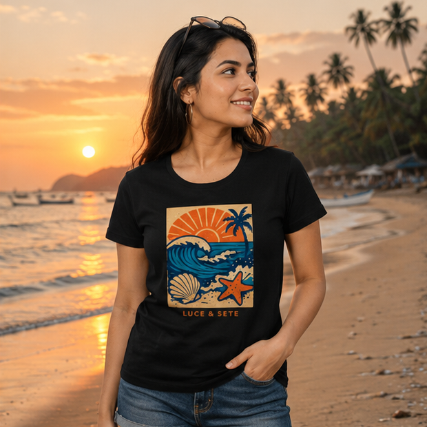 LUCE & SETE GPT mockup 1 - Beach Sunset Graphic Classic T-Shirt for Women | Coastal Travel Streetwear - 481_9390890909933_womens-classic-t-shirt-17_TRAVEL_GRID_20260604_130623_02_row1_col2.png