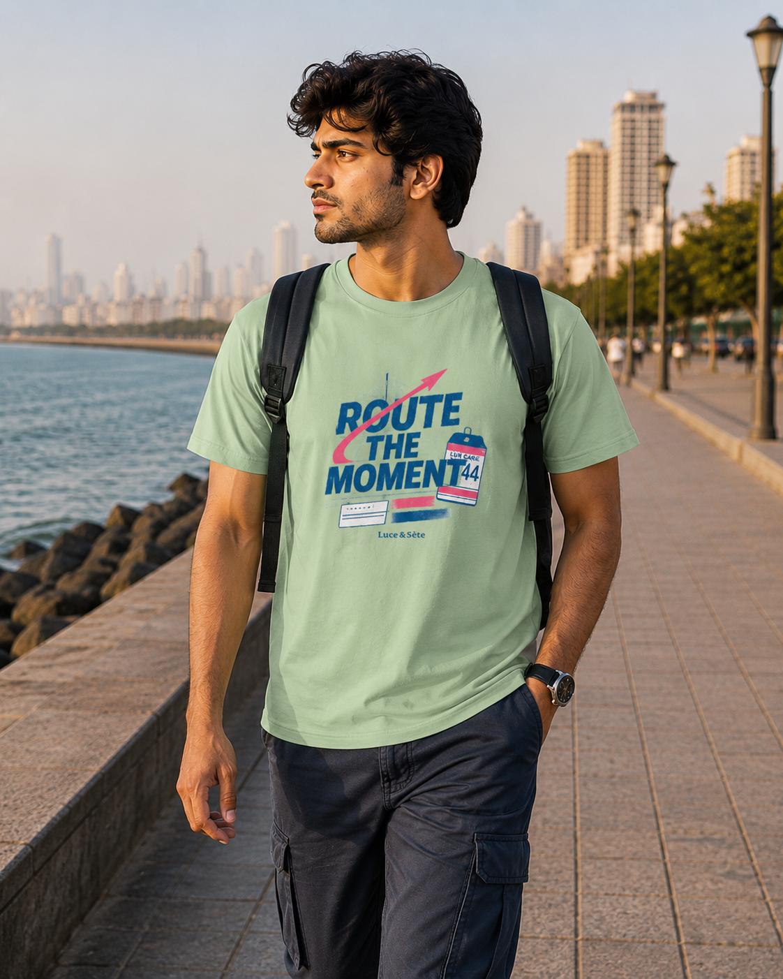 LUCE & SETE GPT mockup 1 - Route The Moment Classic Graphic T-Shirt for Men | Travel Adventure Streetwear - 488_9391064318189_unisex-classic-crew-t-shirt-15_TRAVEL_front_HERO_20260604_202938.png