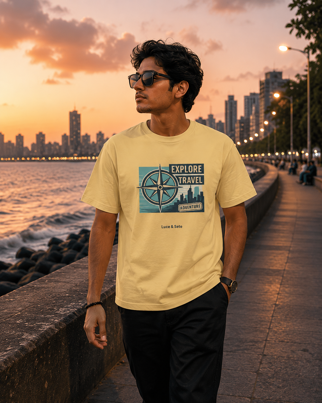 LUCE & SETE GPT mockup 1 - Explore Travel Adventure Classic Graphic T-Shirt for Men | Travel Freedom Streetwear - 489_9390858240237_unisex-classic-crew-t-shirt-6_TRAVEL_front_HERO_20260603_235627.png