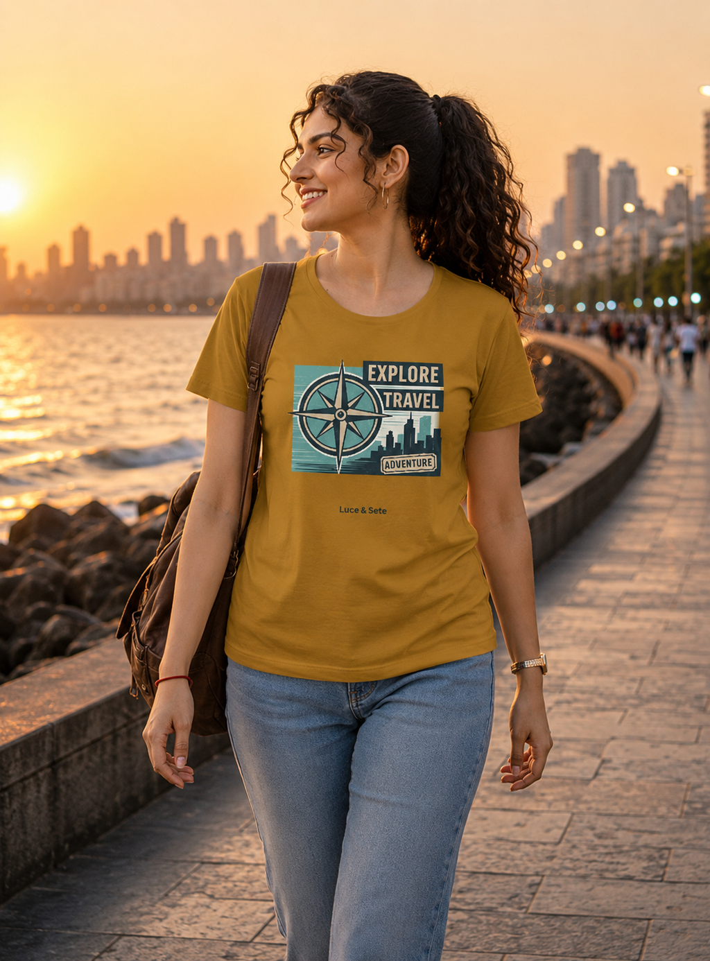 LUCE & SETE GPT mockup 1 - Explore Travel Adventure Classic Graphic T-Shirt for Women | Freedom Streetwear - 489_9390871281901_womens-classic-t-shirt-9_TRAVEL_front_HERO_20260604_082447.png
