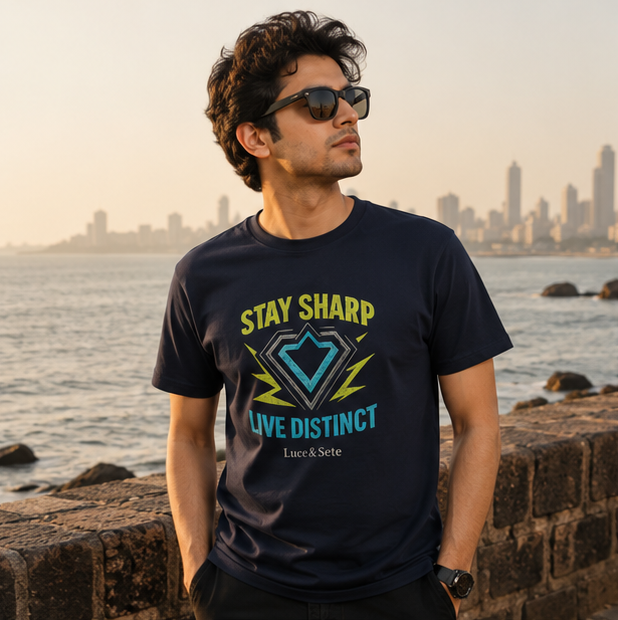 LUCE & SETE GPT mockup 1 - Stay Sharp Live Distinct Classic Graphic T-Shirt for Men | Confidence Statement T-Shirt - 498_9390695579885_unisex-classic-crew-t-shirt-3_TRAVEL_GRID_20260603_224938_01_row1_col1.png