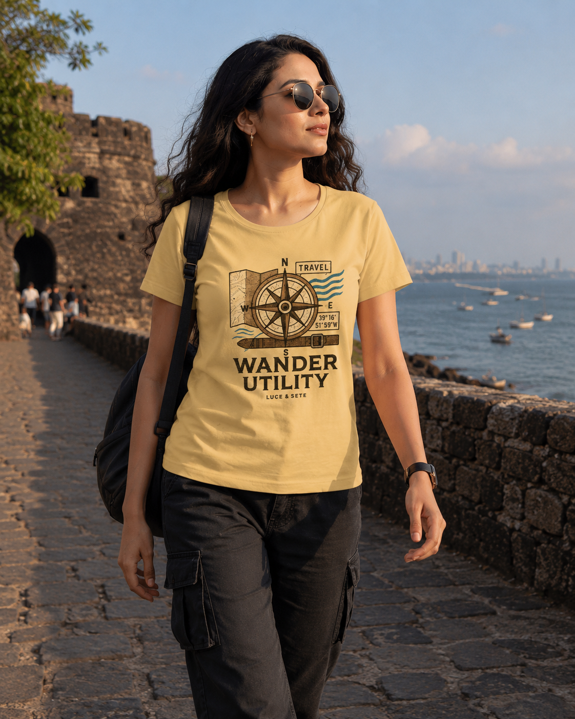 LUCE & SETE GPT mockup 1 - Wander Utility Classic Graphic T-Shirt for Women | Travel Adventure Streetwear - 501_9390895628525_womens-classic-t-shirt-38_TRAVEL_front_HERO_20260604_132013.png
