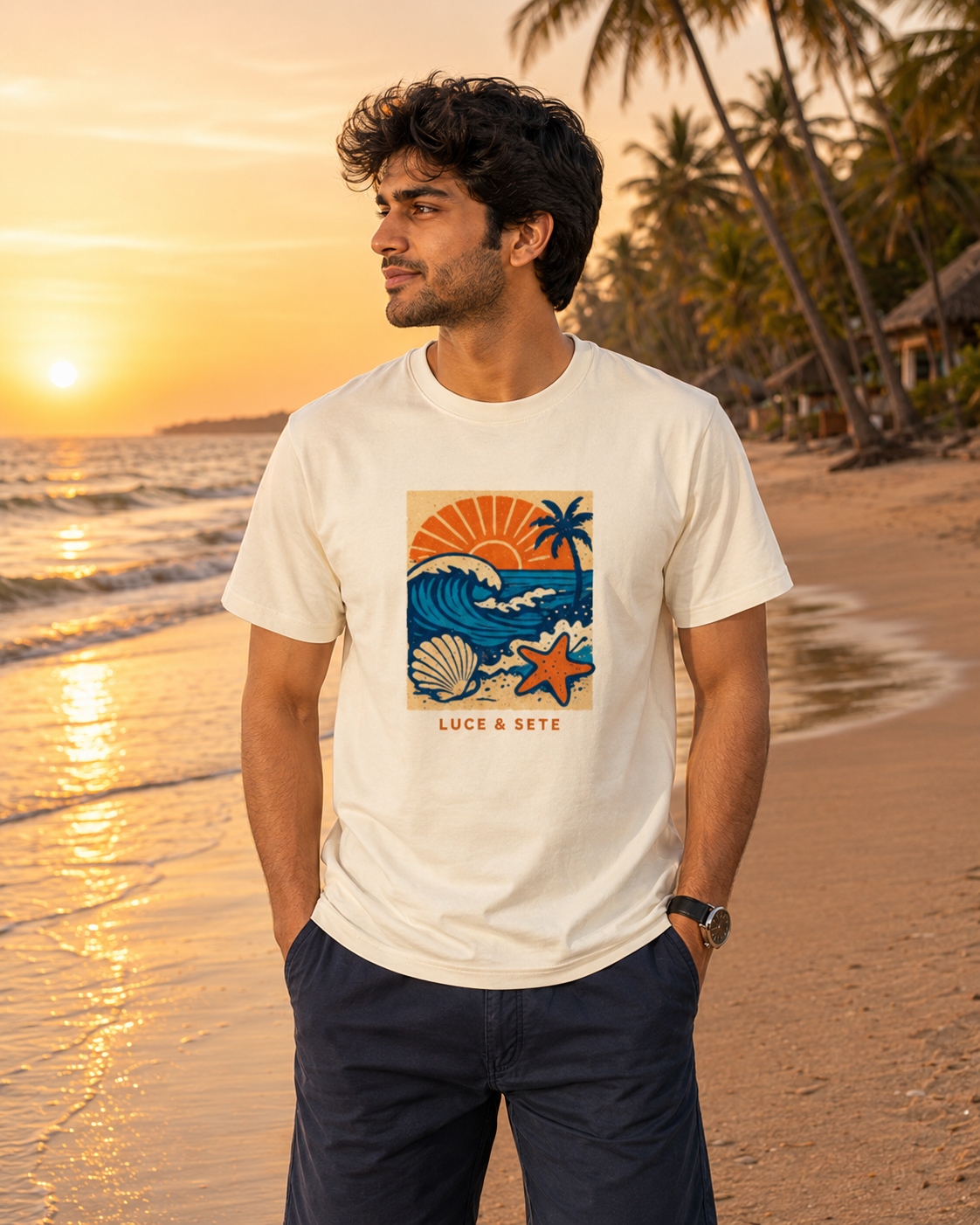 LUCE & SETE GPT mockup 1 - Sunset Beach Wave Classic Graphic T-Shirt for Men | Coastal Travel Streetwear - 503_9391064383725_unisex-classic-crew-t-shirt-16_TRAVEL_front_HERO_20260604_203151.png