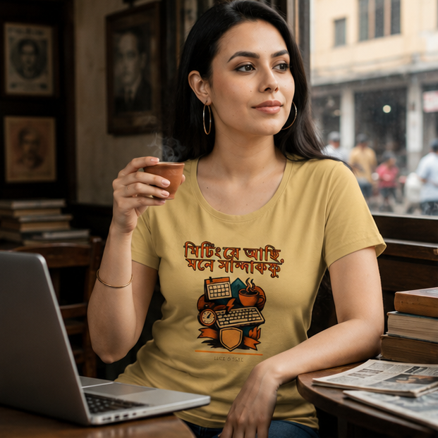 LUCE & SETE GPT mockup 1 - মিটিংয়ে আছি Calm Work Classic Graphic T-Shirt for Women | Bengali Streetwear - 520_9391401271533_womens-classic-t-shirt-56_BENGALI_GRID_20260605_205824_01_row1_col1.png