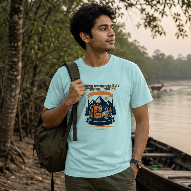 LUCE & SETE GPT mockup 1 - Inspirational Bengali Travel Graphic Classic T-Shirt for Men | Adventure & Freedom Streetwear - 520_9391404974317_unisex-classic-crew-t-shirt-51_BENGALI_GRID_20260605_210417_01_row1_col1.png