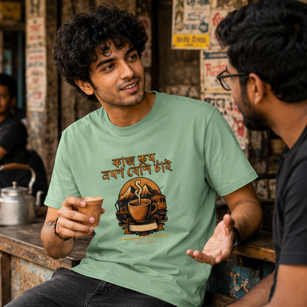 LUCE & SETE GPT mockup 1 - কাজ কম চা বেশি চাই Classic Graphic T-Shirt for Men | Bengali Tea Pride Streetwear - 520_9391406416109_unisex-classic-crew-t-shirt-54_BENGALI_GRID_20260605_211630_02_row1_col2.png