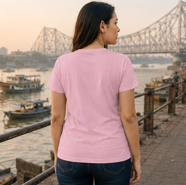 LUCE & SETE GPT mockup 1 - ঘুরে আসি পৃথিবীটা Bengali Travel Classic Graphic T-Shirt for Women | Wanderlust Streetwear - 520_9391633596653_womens-classic-t-shirt-64_BENGALI_GRID_20260606_092815_03_row2_col1.png