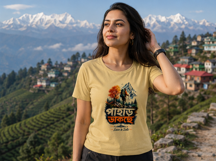 LUCE & SETE GPT mockup 1 - পাহাড় ডাকছে Mountain Graphic Classic T-Shirt for Women | Bengali Adventure Streetwear - 520_9391633662189_womens-classic-t-shirt-65_BENGALI_GRID_20260606_093120_02_row1_col2.png