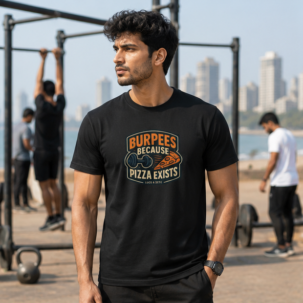LUCE & SETE GPT mockup 1 - Burpees Because Pizza Exists Classic Graphic T-Shirt for Men | Fitness Humor Streetwear - 520_9391800647917_unisex-classic-crew-t-shirt-65_NO_EXCUSES_GRID_20260605_221146_01_row1_col1.png
