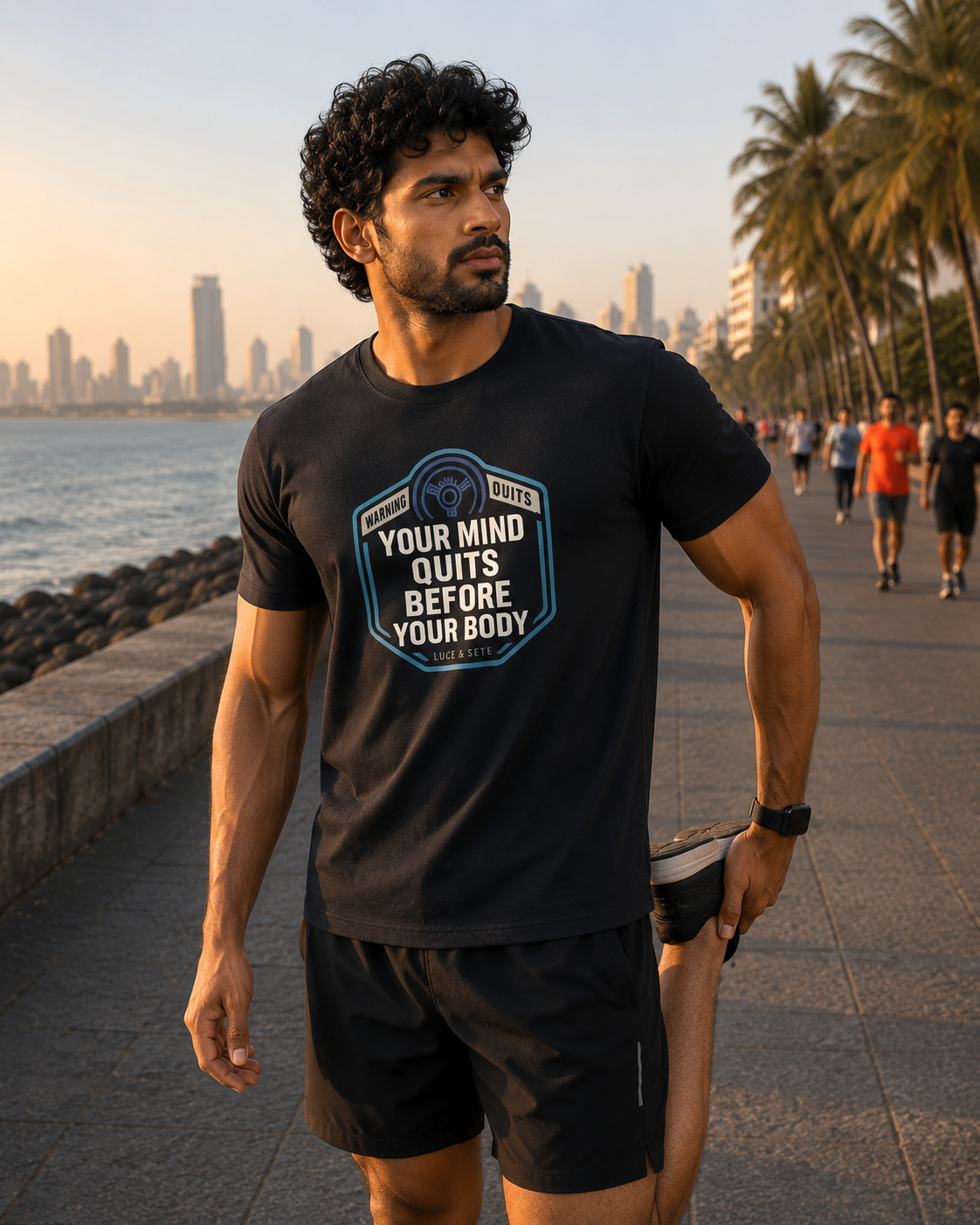 LUCE & SETE GPT mockup 1 - Your Mind Quits Before Your Body Classic Graphic T-Shirt for Men | Motivational Fitness Statement - 520_9391803105517_unisex-classic-crew-t-shirt-72_NO_EXCUSES_front_HERO_20260605_223027.png