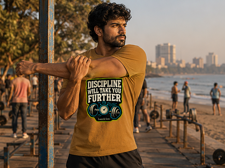 LUCE & SETE GPT mockup 1 - Discipline Will Take You Further Classic Graphic T-Shirt for Men | Fitness Motivation Streetwear - 520_9391803531501_unisex-classic-crew-t-shirt-74_NO_EXCUSES_GRID_20260605_223653_02_row1_col2.png