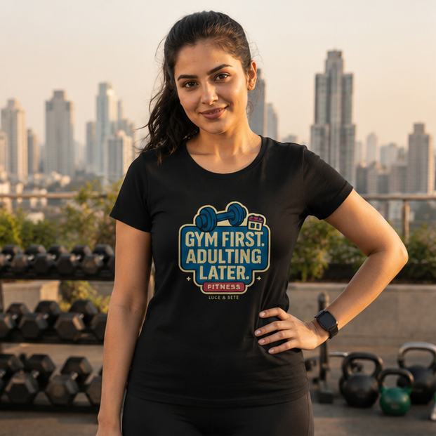 LUCE & SETE GPT mockup 1 - Gym First Adulting Later Classic Graphic T-Shirt for Women | Fitness Motivation T-Shirt - 520_9391841870061_womens-classic-t-shirt-69_NO_EXCUSES_GRID_20260605_232652_01_row1_col1.png