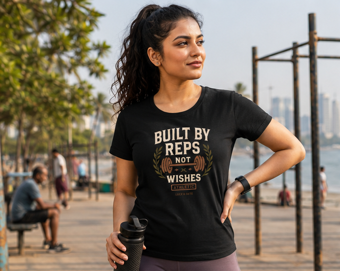 LUCE & SETE GPT mockup 1 - Built By Reps Not Wishes Classic Graphic T-Shirt for Women | Fitness Motivation Streetwear - 520_9391842590957_womens-classic-t-shirt-71_NO_EXCUSES_GRID_20260605_233209_01_row1_col1.png
