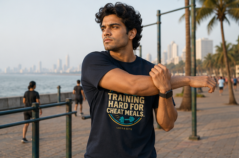 LUCE & SETE GPT mockup 1 - Training Hard for Cheat Meals Classic Graphic T-Shirt for Men | Fitness Motivation T-Shirt - 520_9392435790061_unisex-classic-crew-t-shirt-79_NO_EXCUSES_GRID_20260606_012505_01_row1_col1.png
