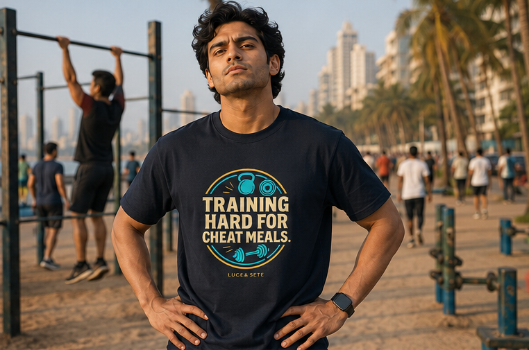 LUCE & SETE GPT mockup 1 - Training Hard for Cheat Meals Classic Graphic T-Shirt for Men | Fitness Motivation T-Shirt - 520_9392435790061_unisex-classic-crew-t-shirt-79_NO_EXCUSES_GRID_20260606_012505_02_row1_col2.png