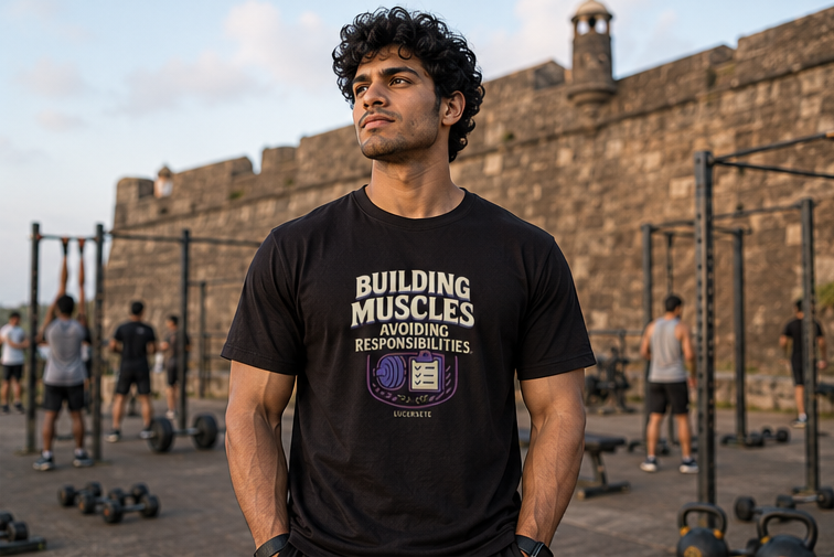 LUCE & SETE GPT mockup 1 - Building Muscles Sarcastic Classic Graphic T-Shirt for Men | Fitness Humor Streetwear - 520_9392436478189_unisex-classic-crew-t-shirt-85_NO_EXCUSES_GRID_20260606_014050_02_row1_col2.png