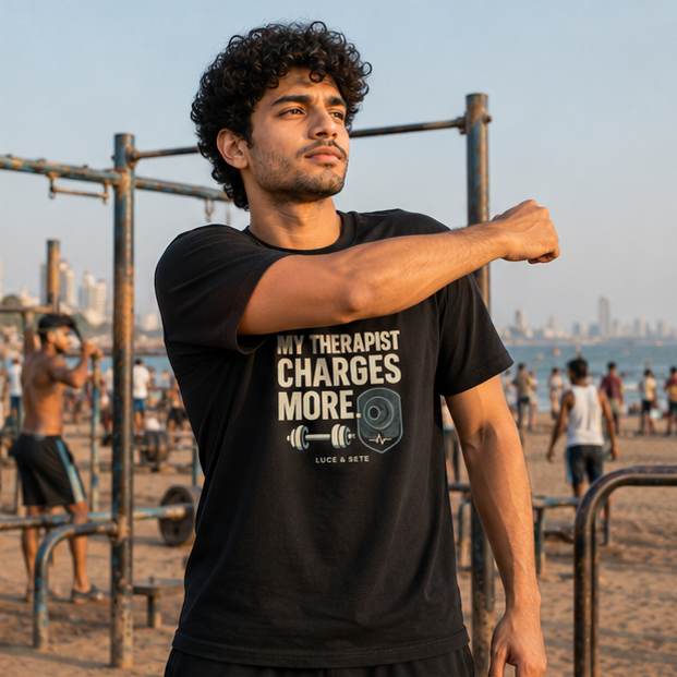 LUCE & SETE GPT mockup 1 - My Therapist Charges More Classic Graphic T-Shirt for Men | Fitness Humor Streetwear - 520_9392436838637_unisex-classic-crew-t-shirt-88_NO_EXCUSES_GRID_20260606_015031_02_row1_col2.png