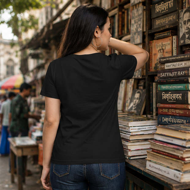 LUCE & SETE GPT mockup 1 - দুটি চাই, মটিভেশন নয় Classic Graphic T-Shirt for Women | Bold Bengali Statement - 555_9393379475693_womens-classic-t-shirt-108_BENGALI_GRID_20260607_191437_04_row2_col2.png